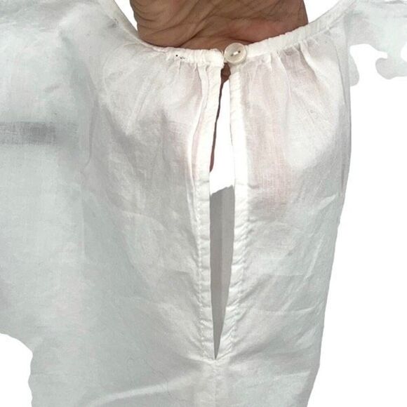 NYDJ Womens Lace Trim Ruffle Long Sleeve Victoria Blouse Top White Large NWT - Picture 5 of 9